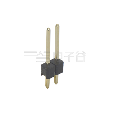 Pitch 2.54mm 180° 单排 DIP 单塑排针 PA:7.5 PC:3.0 L=13.0 02Pin 黑色 PA9T，94V-0 镀全金G/F